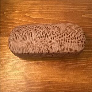 NWOT Eyeglasses Hard Case Beige Brown Faux Lizard Snake Skin Wide Well Made